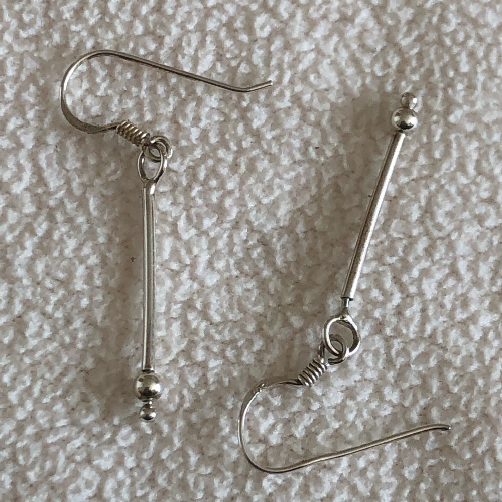 NWOT Sterling Silver Stick Earrings With Tiny  Ball